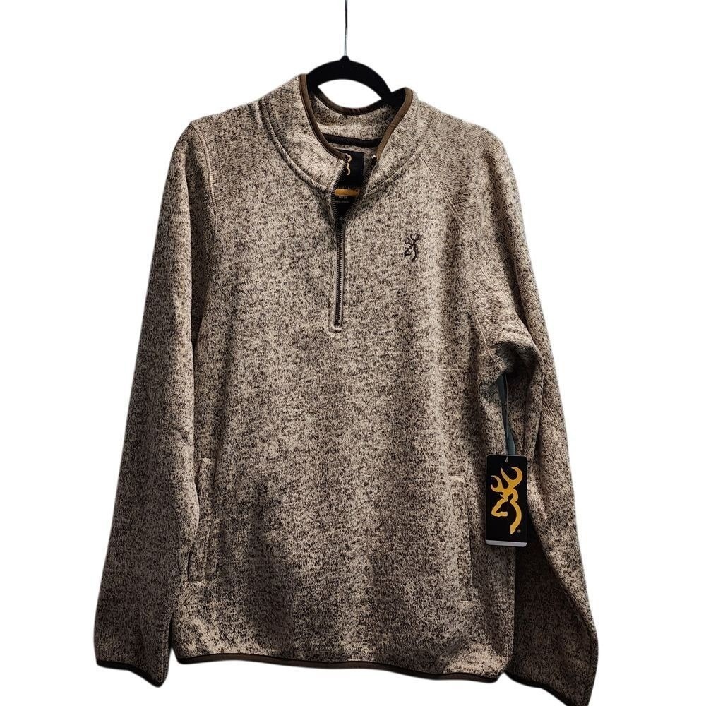 Browning Quarter Zip Fleece Pullover Outdoor Hunting‎ Sweater Heathered Gray M